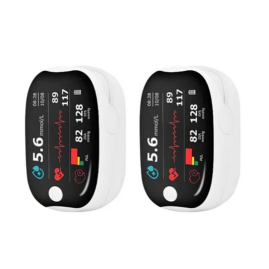 Two white LAOZIK fingertip monitors