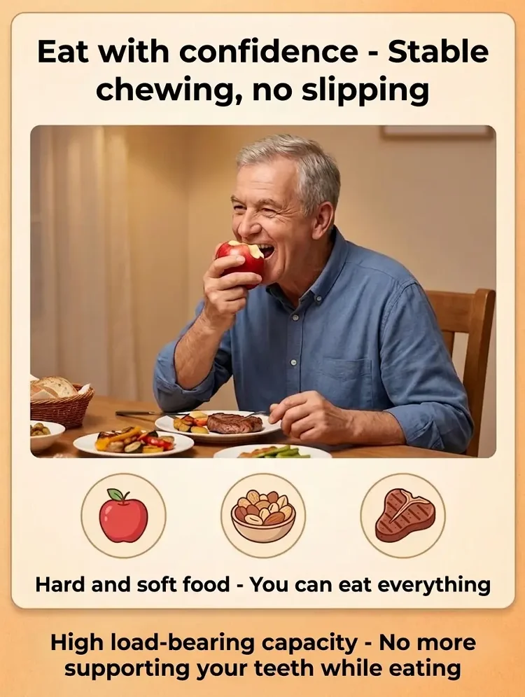 Older man eating an apple at the dinner table